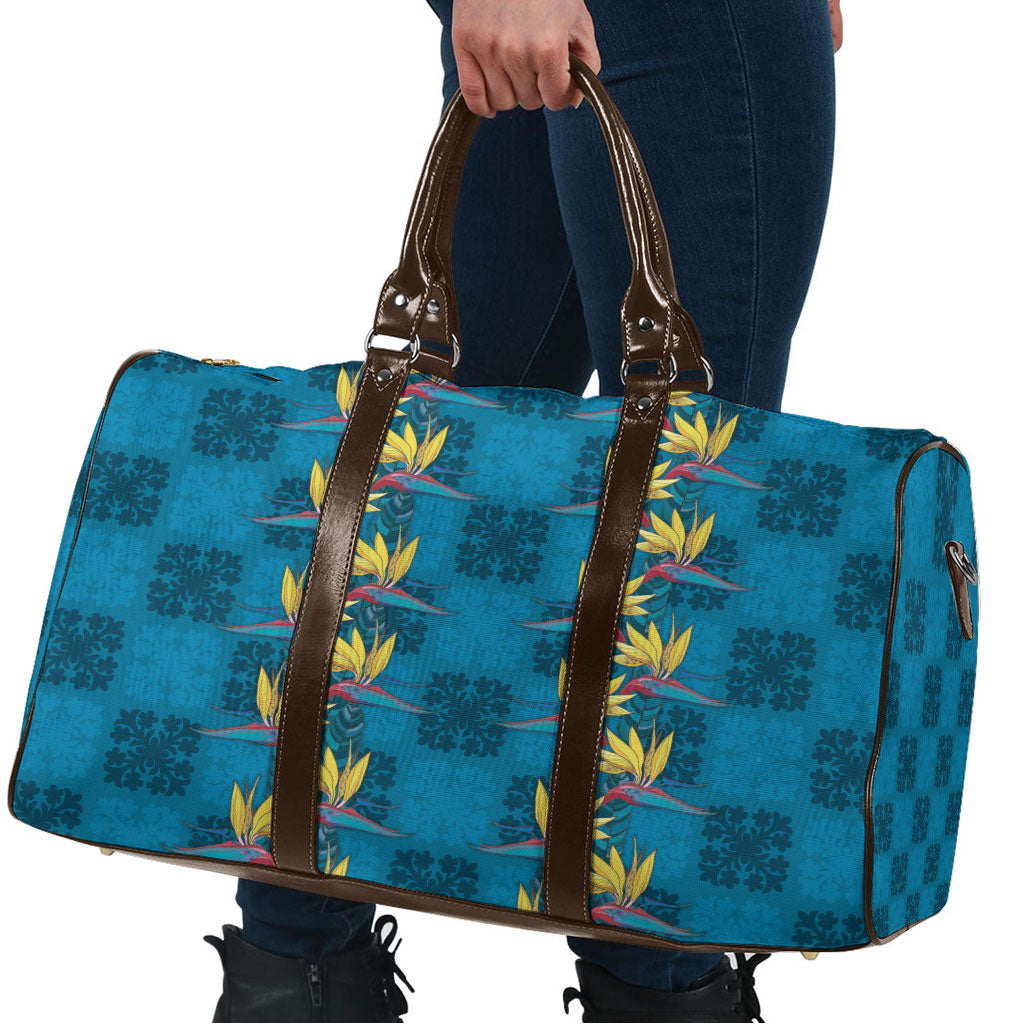 Hawaii Waikiki King Travel Bag Blue Quilt With Pua Manu