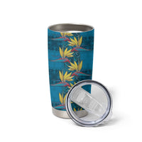 Hawaii Waikiki King Tumbler Cup Blue Quilt With Pua Manu
