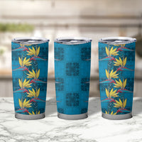 Hawaii Waikiki King Tumbler Cup Blue Quilt With Pua Manu