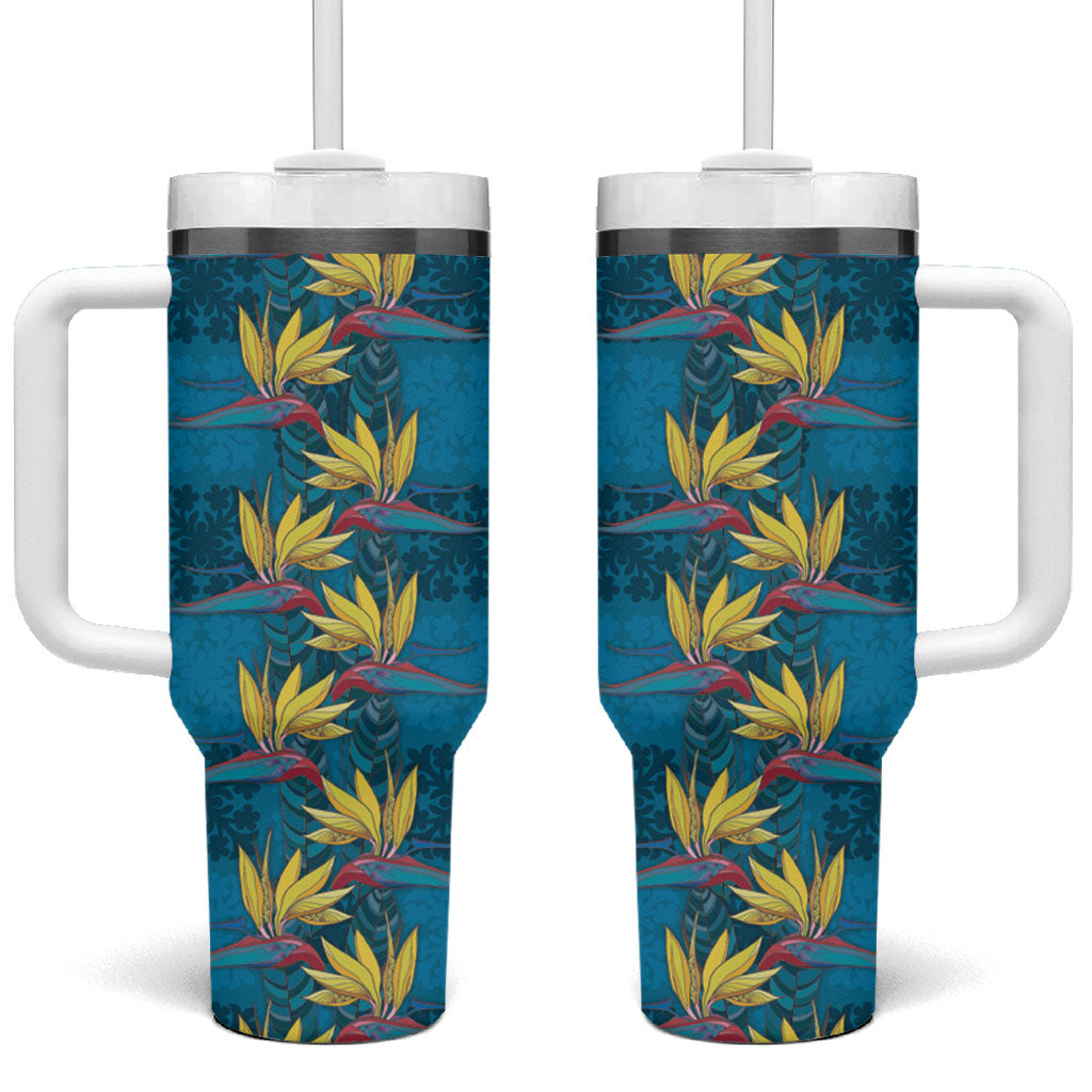Hawaii Waikiki King Tumbler With Handle Blue Quilt With Pua Manu
