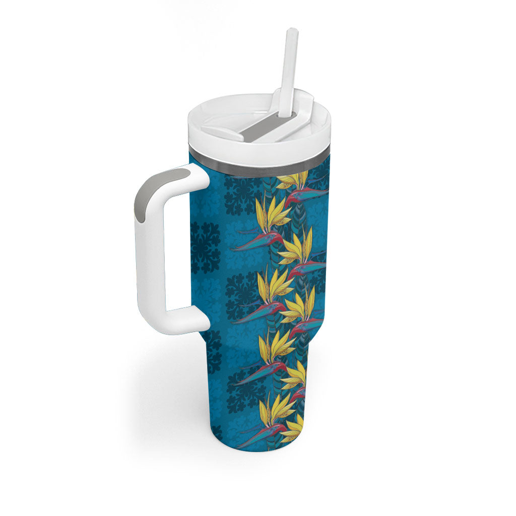 Hawaii Waikiki King Tumbler With Handle Blue Quilt With Pua Manu