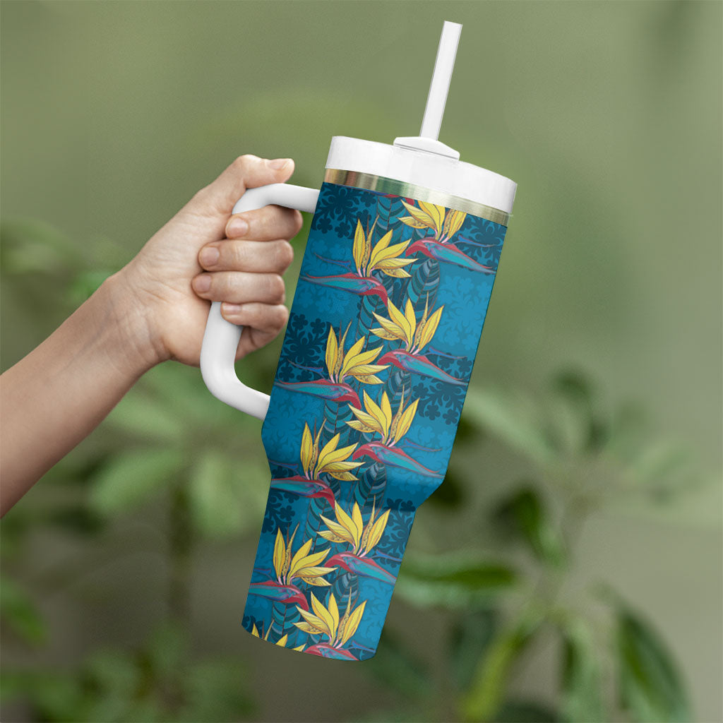 Hawaii Waikiki King Tumbler With Handle Blue Quilt With Pua Manu