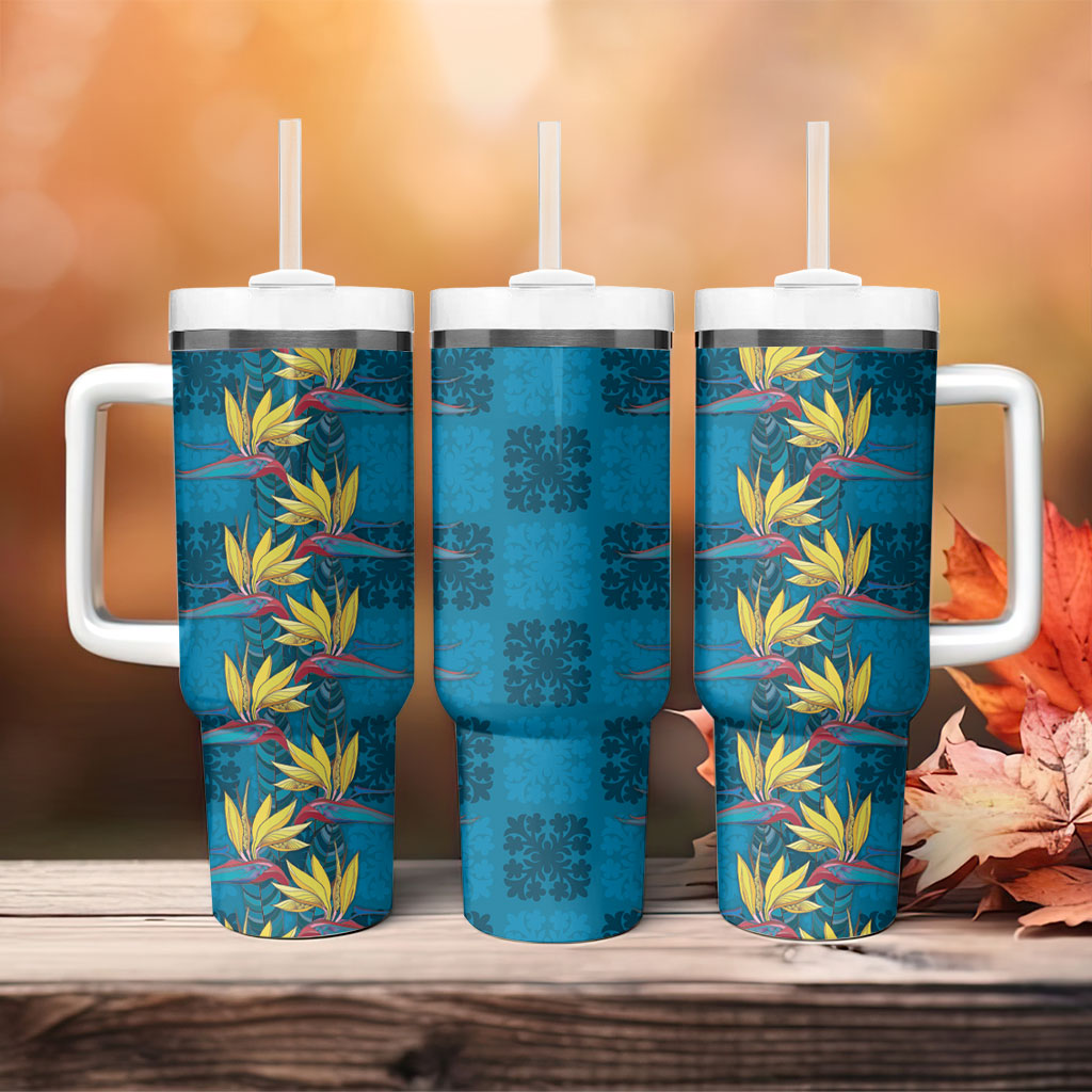 Hawaii Waikiki King Tumbler With Handle Blue Quilt With Pua Manu