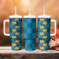 Hawaii Waikiki King Tumbler With Handle Blue Quilt With Pua Manu