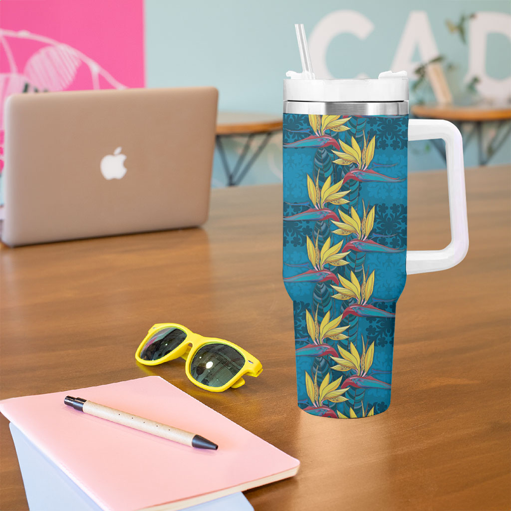 Hawaii Waikiki King Tumbler With Handle Blue Quilt With Pua Manu