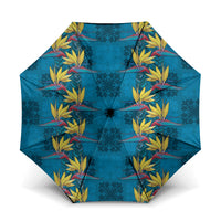 Hawaii Waikiki King Umbrella Blue Quilt With Pua Manu
