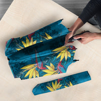 Hawaii Waikiki King Umbrella Blue Quilt With Pua Manu