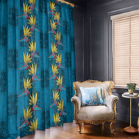 Hawaii Waikiki King Window Curtain Blue Quilt With Pua Manu