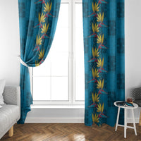 Hawaii Waikiki King Window Curtain Blue Quilt With Pua Manu