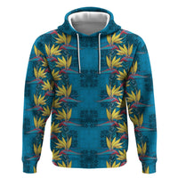 Hawaii Waikiki King Zip Hoodie Blue Quilt With Pua Manu