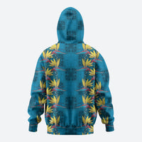 Hawaii Waikiki King Zip Hoodie Blue Quilt With Pua Manu