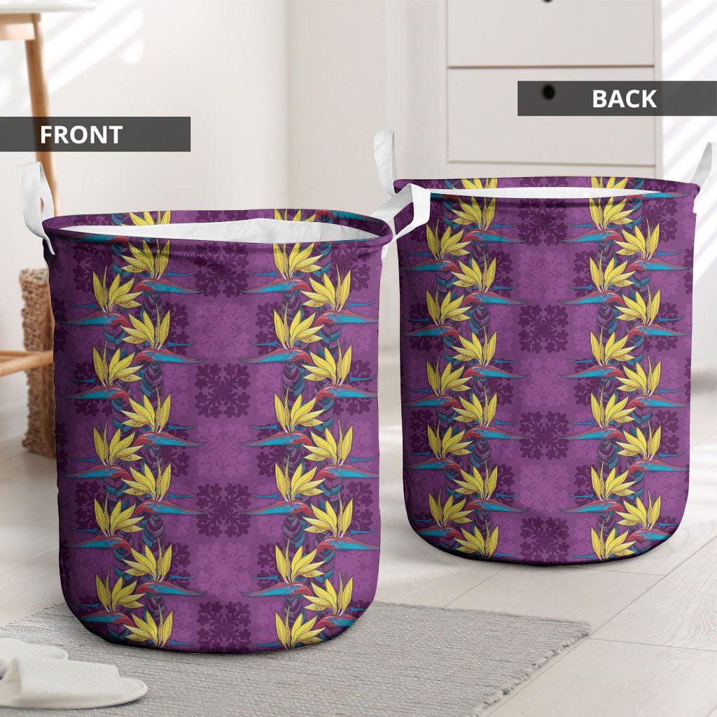 Hawaii Waikiki King Laundry Basket Purple Quilt With Pua Manu