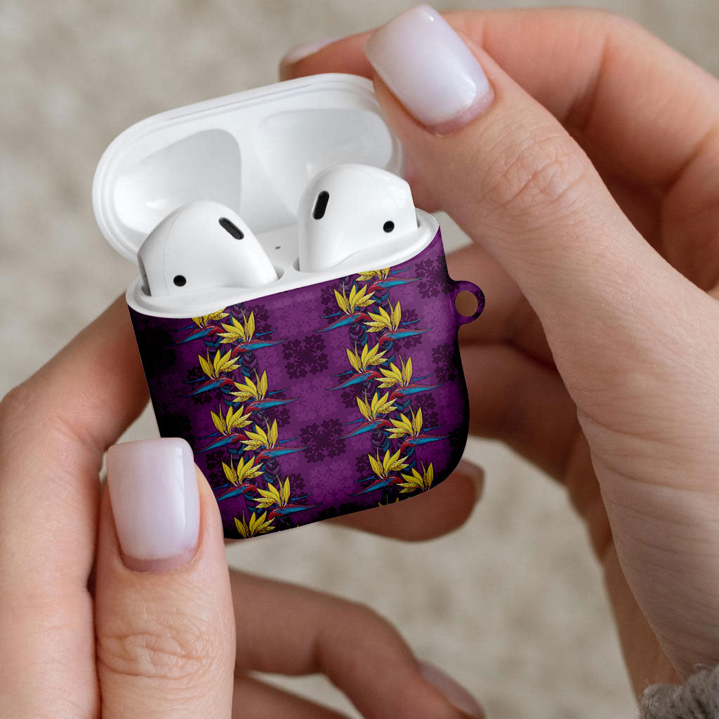 Hawaii Waikiki King AirPods Case Purple Quilt With Pua Manu