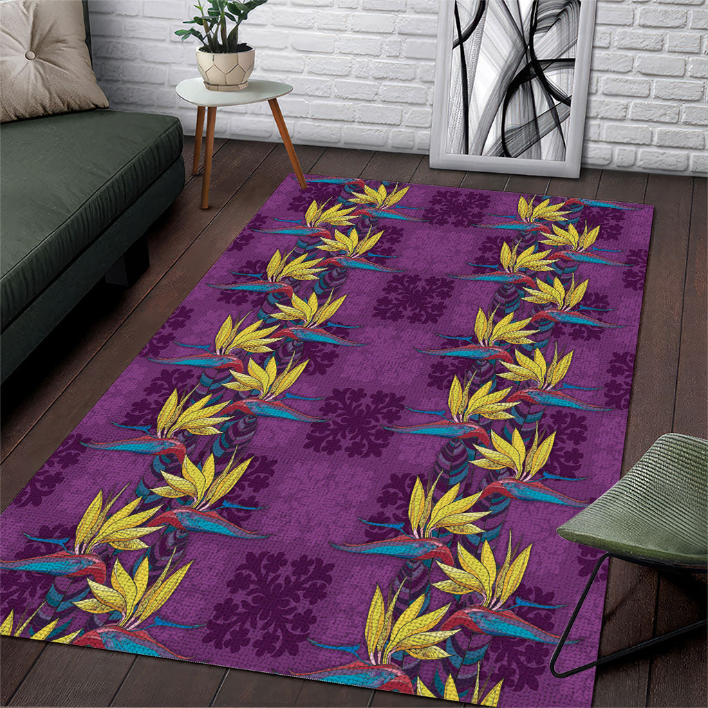 Hawaii Waikiki King Area Rug Purple Quilt With Pua Manu