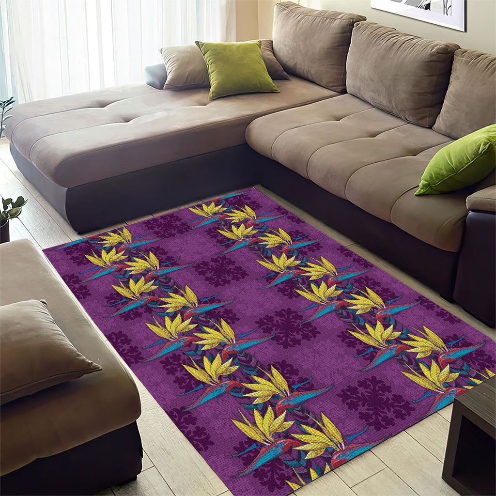 Hawaii Waikiki King Area Rug Purple Quilt With Pua Manu
