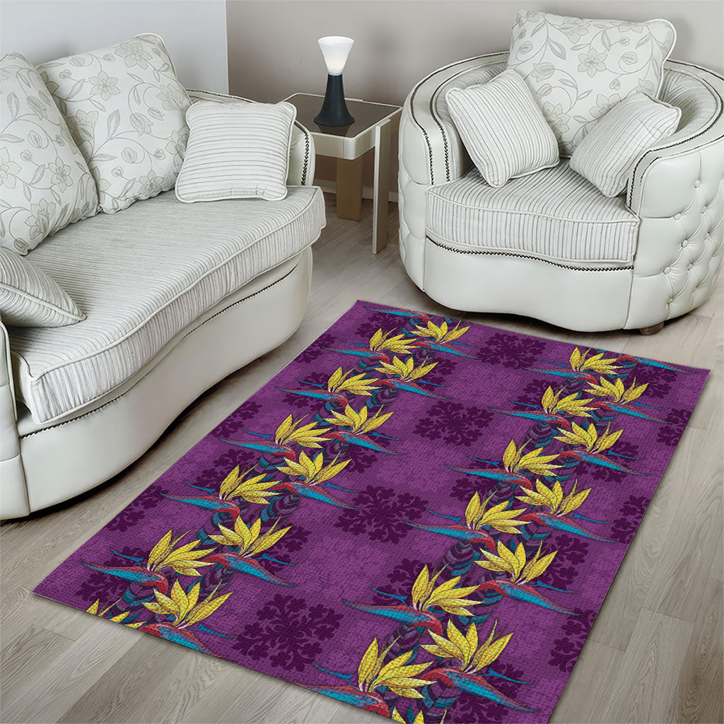 Hawaii Waikiki King Area Rug Purple Quilt With Pua Manu