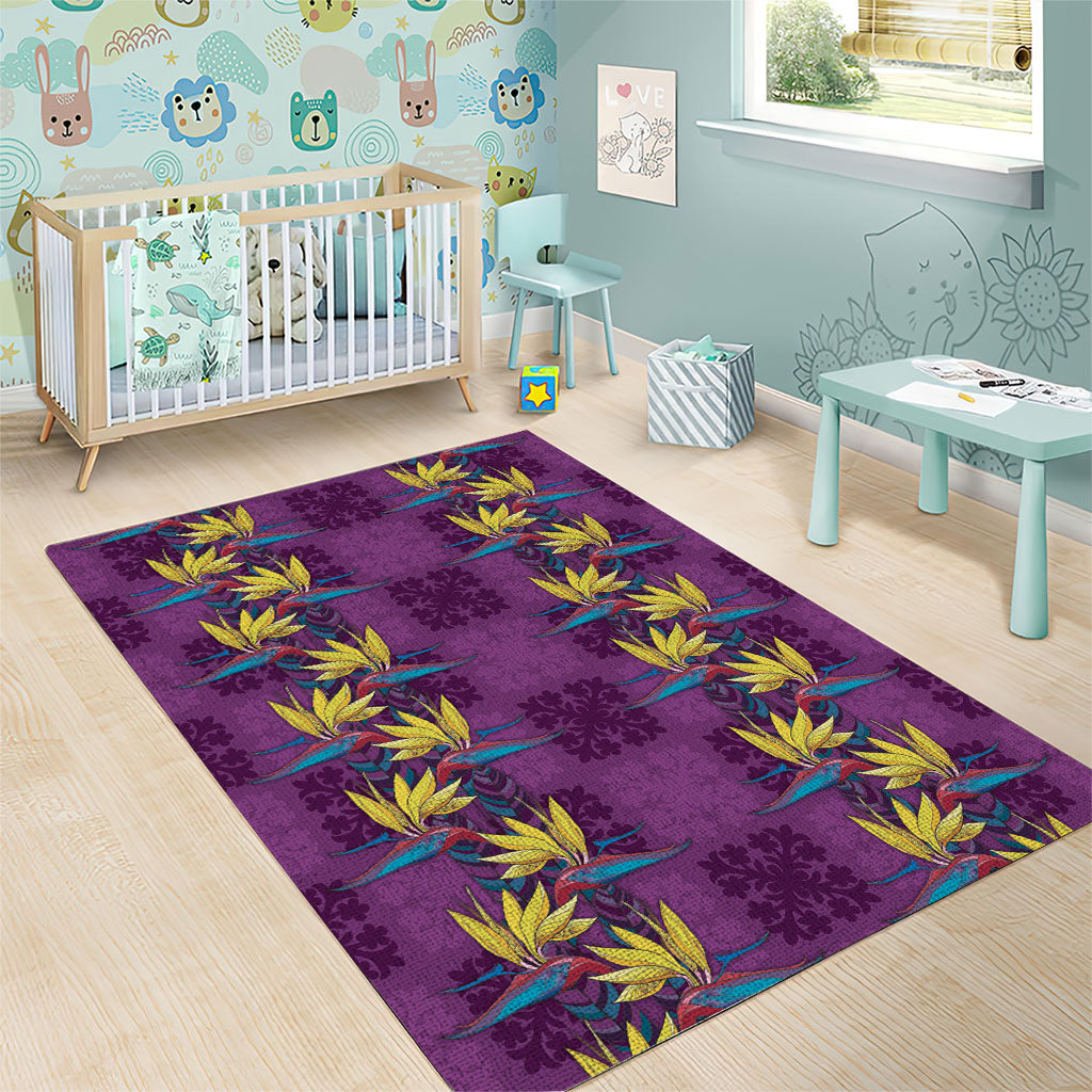 Hawaii Waikiki King Area Rug Purple Quilt With Pua Manu