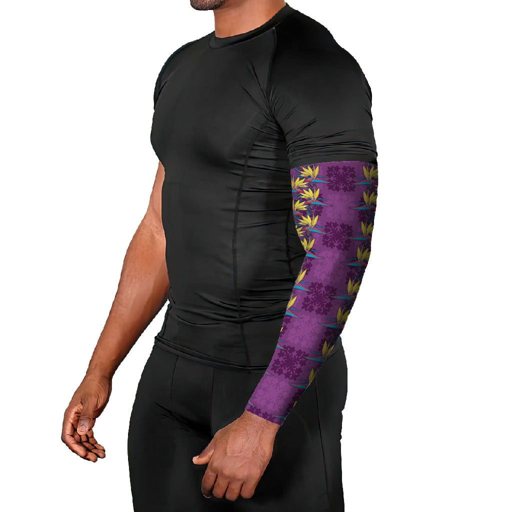 Hawaii Waikiki King Arm Sleeves Purple Quilt With Pua Manu