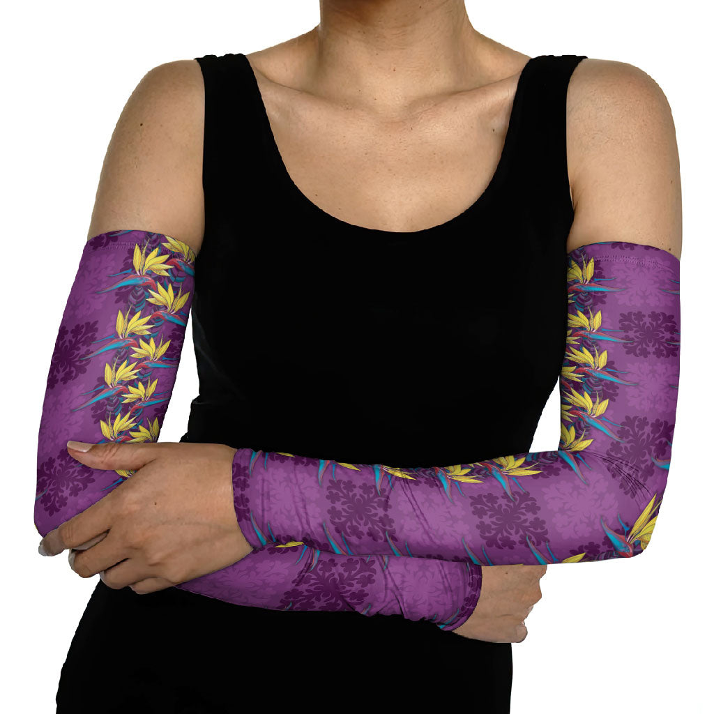 Hawaii Waikiki King Arm Sleeves Purple Quilt With Pua Manu