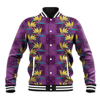 Hawaii Waikiki King Baseball Jacket Purple Quilt With Pua Manu