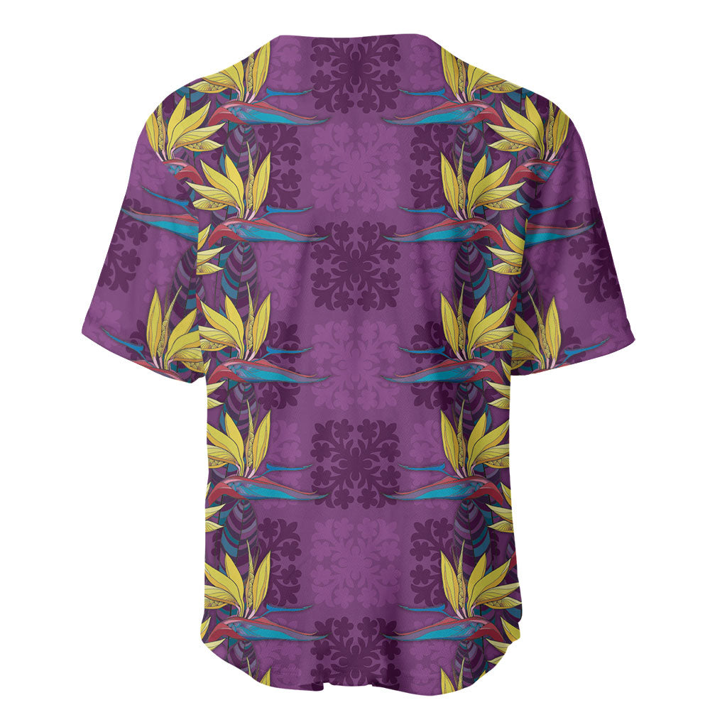 Hawaii Waikiki King Baseball Jersey Purple Quilt With Pua Manu