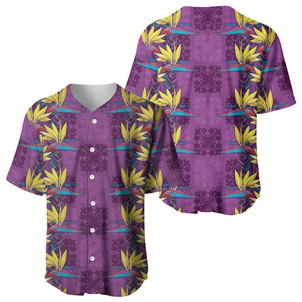 Hawaii Waikiki King Baseball Jersey Purple Quilt With Pua Manu