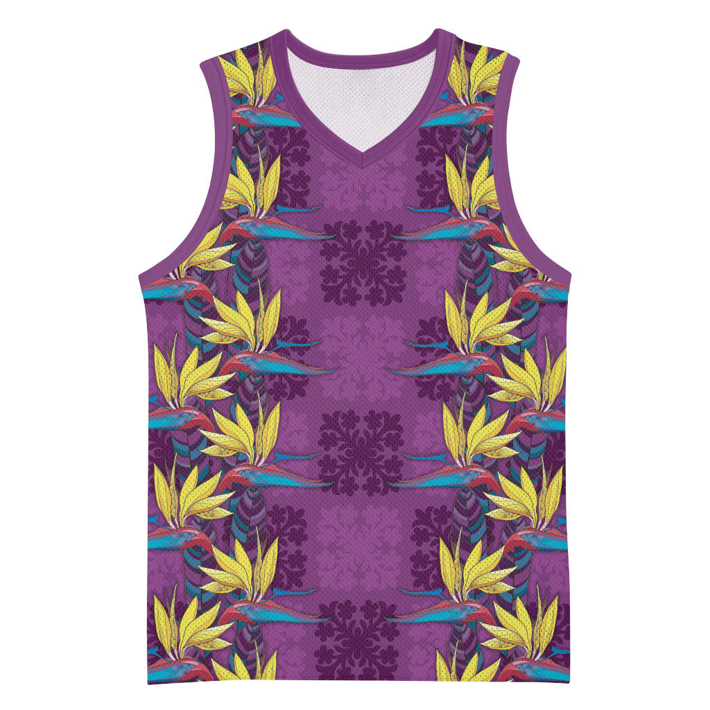 Hawaii Waikiki King Basketball Jersey Purple Quilt With Pua Manu