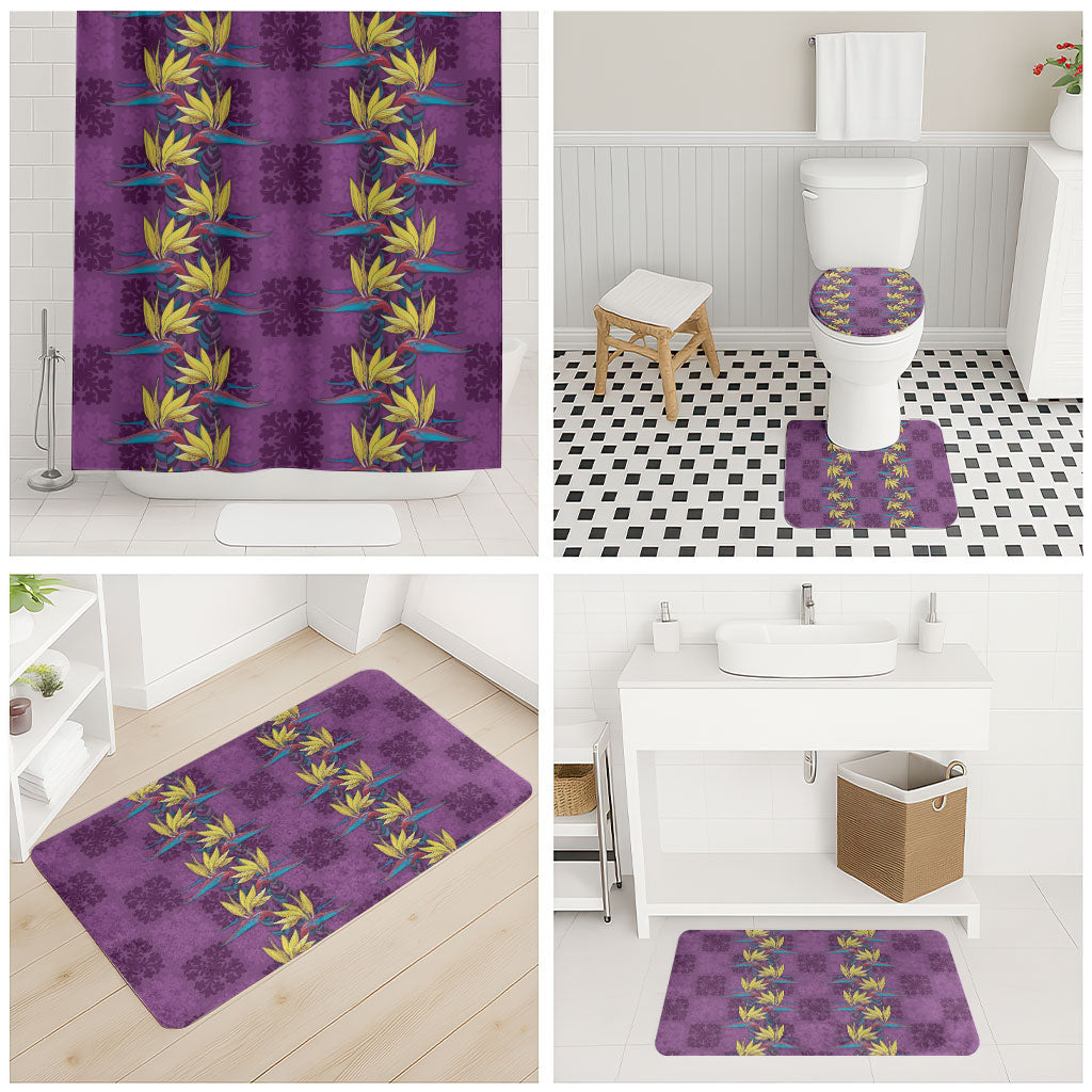 Hawaii Waikiki King Bathroom Set Purple Quilt With Pua Manu
