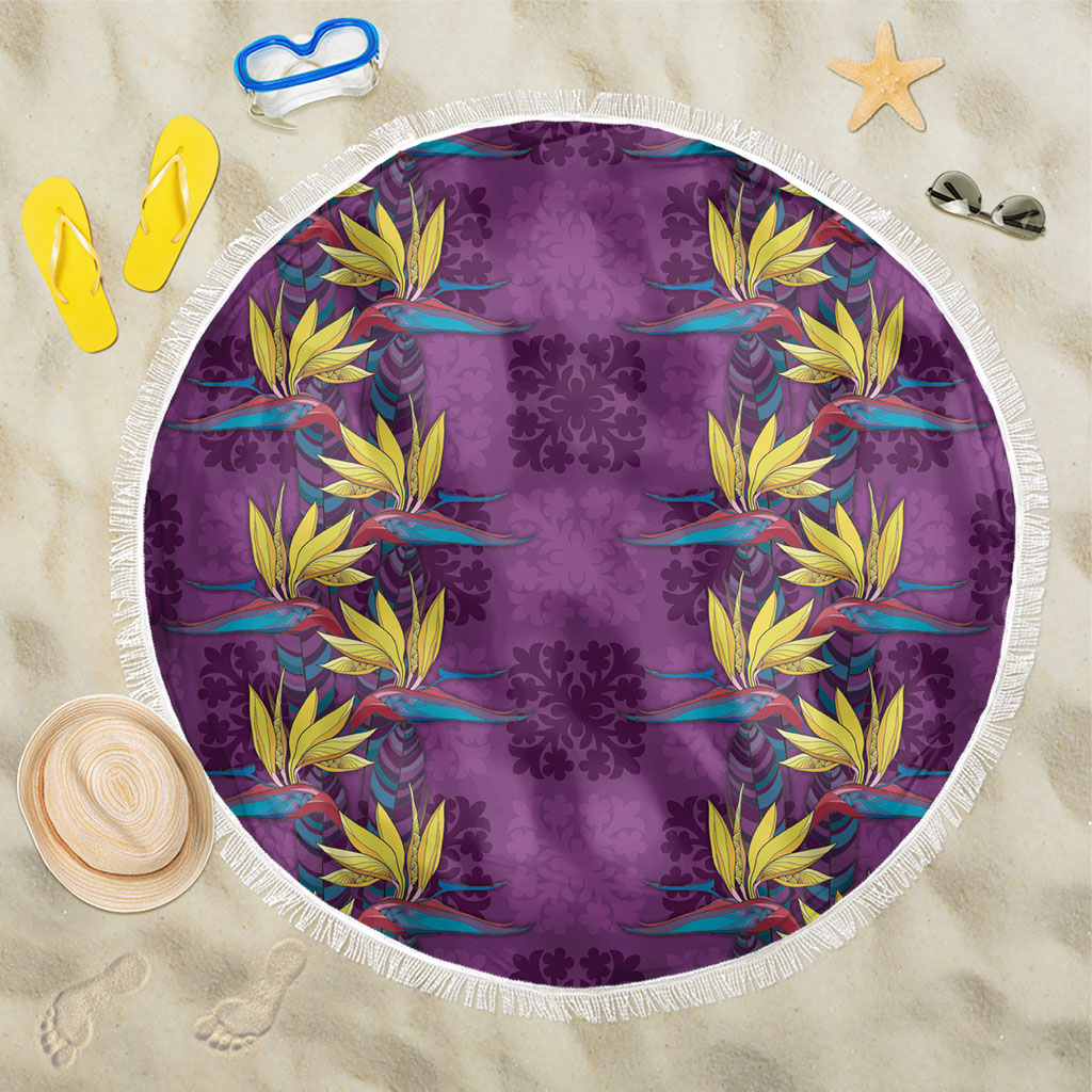Hawaii Waikiki King Beach Blanket Purple Quilt With Pua Manu