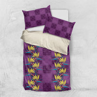 Hawaii Waikiki King Bedding Set Purple Quilt With Pua Manu