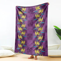Hawaii Waikiki King Blanket Purple Quilt With Pua Manu