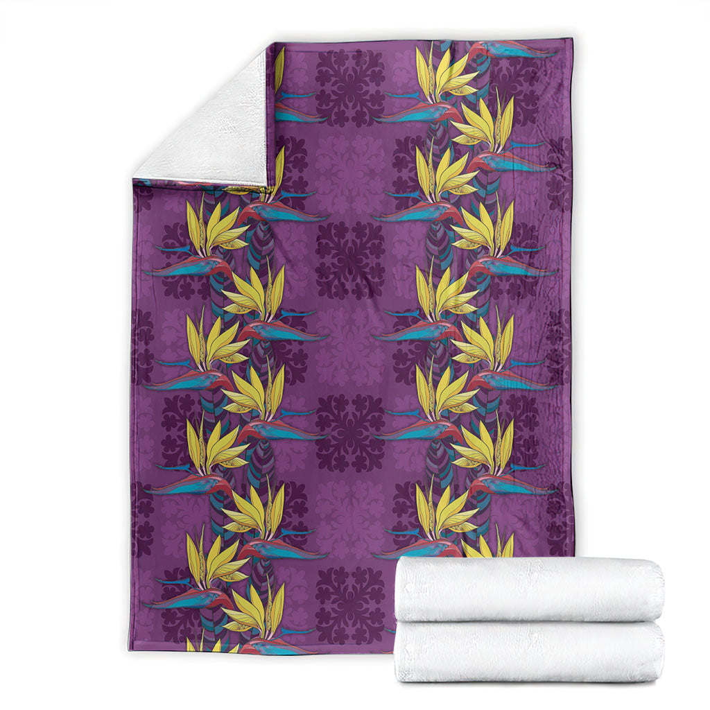 Hawaii Waikiki King Blanket Purple Quilt With Pua Manu