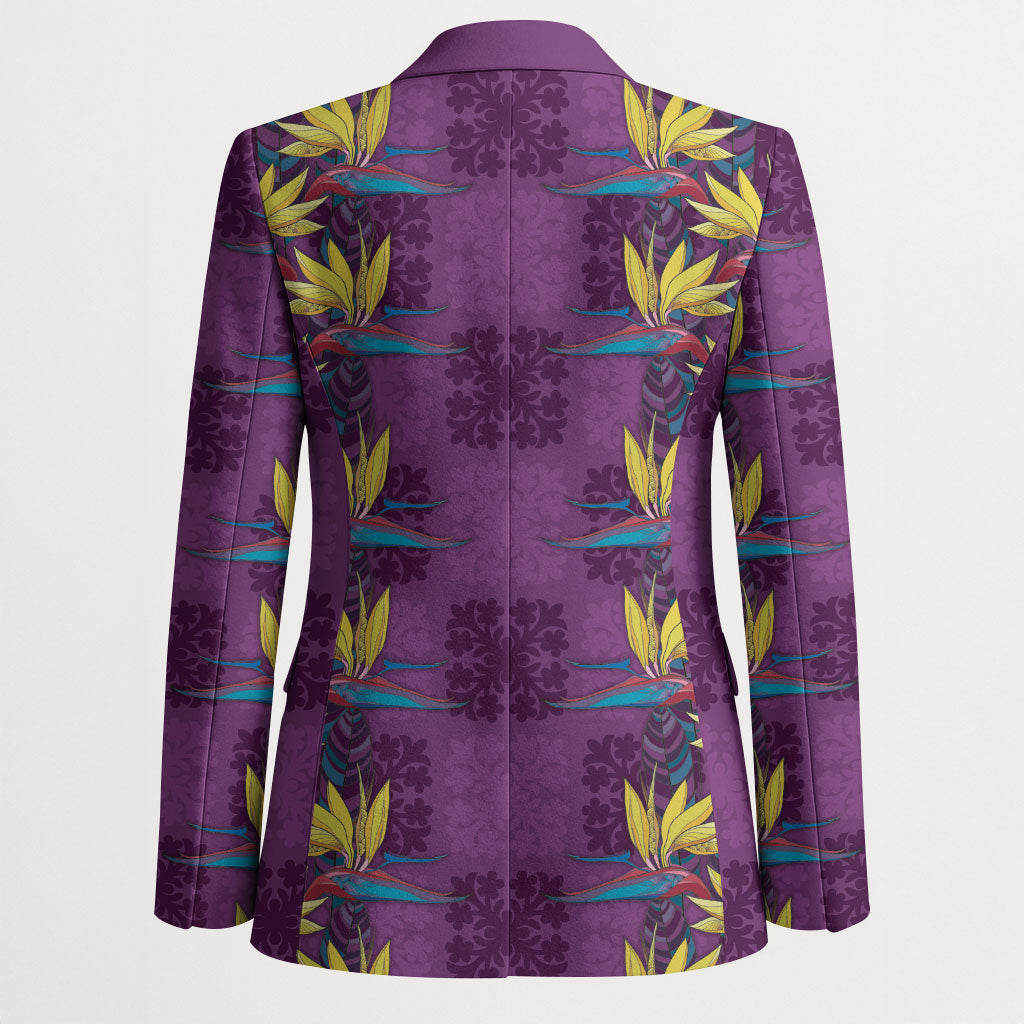 Hawaii Waikiki King Blazer Purple Quilt With Pua Manu