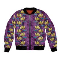 Hawaii Waikiki King Bomber Jacket Purple Quilt With Pua Manu