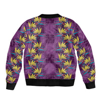 Hawaii Waikiki King Bomber Jacket Purple Quilt With Pua Manu