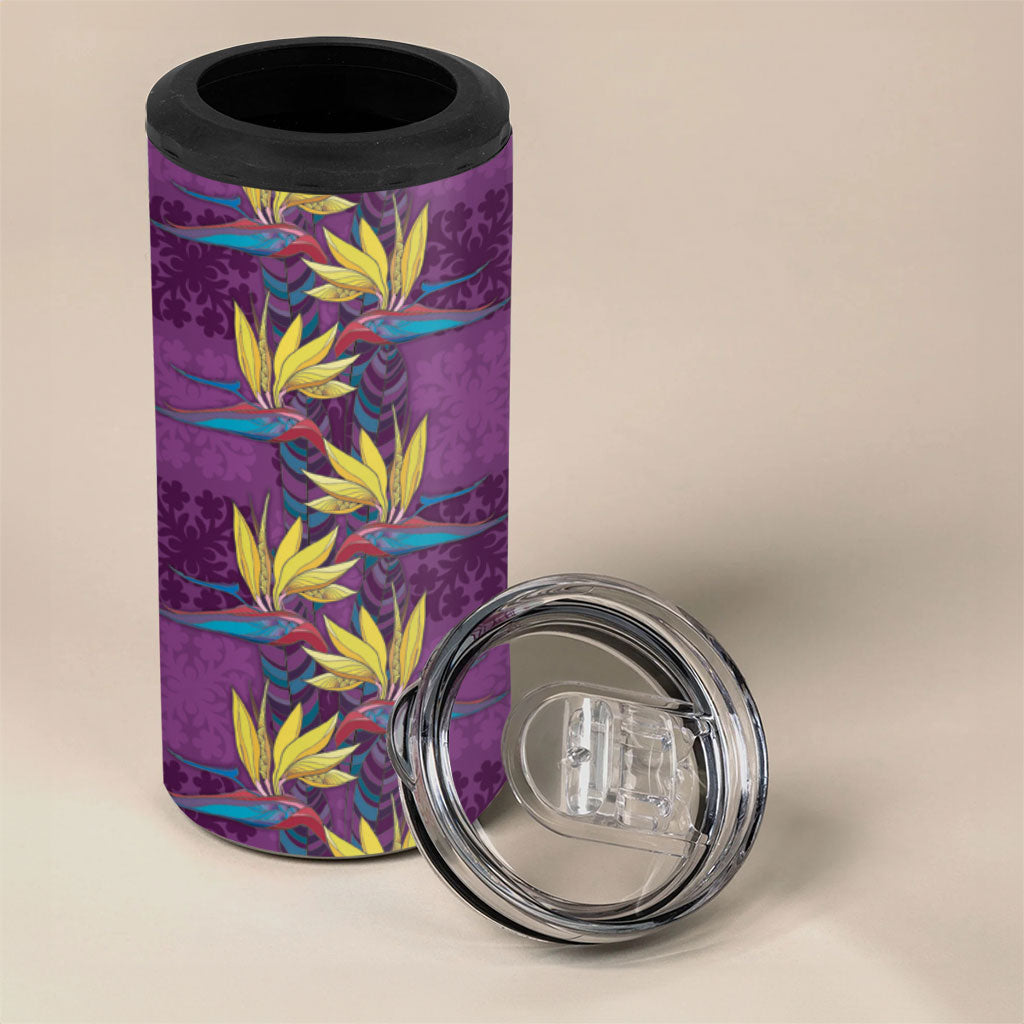 Hawaii Waikiki King 4 in 1 Can Cooler Tumbler Purple Quilt With Pua Manu