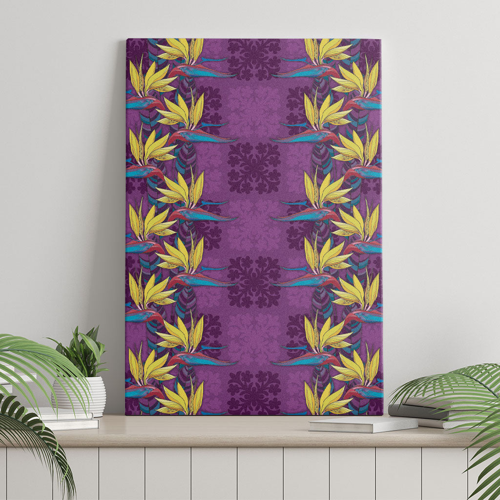 Hawaii Waikiki King Canvas Wall Art Purple Quilt With Pua Manu