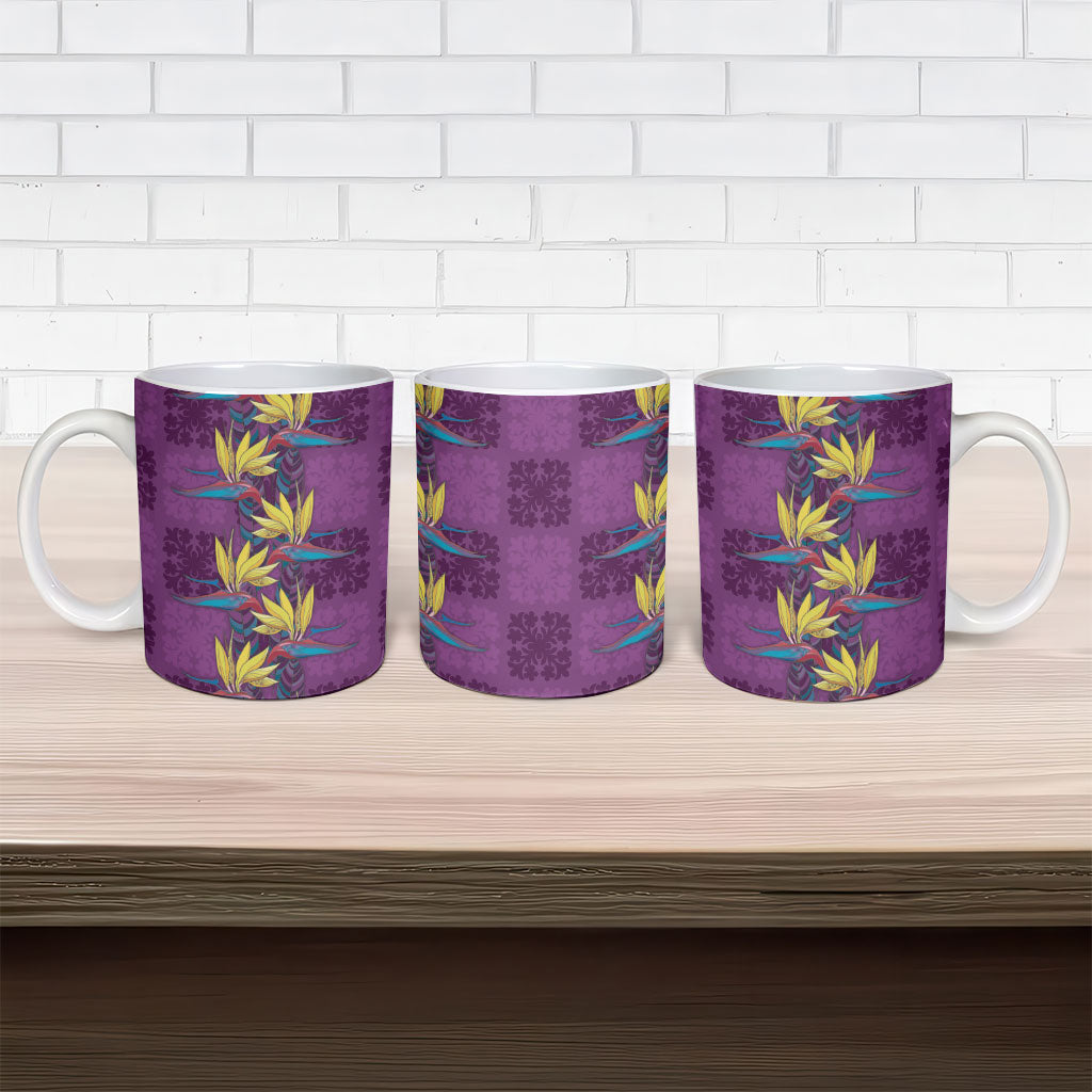 Hawaii Waikiki King Ceramic Mug Purple Quilt With Pua Manu