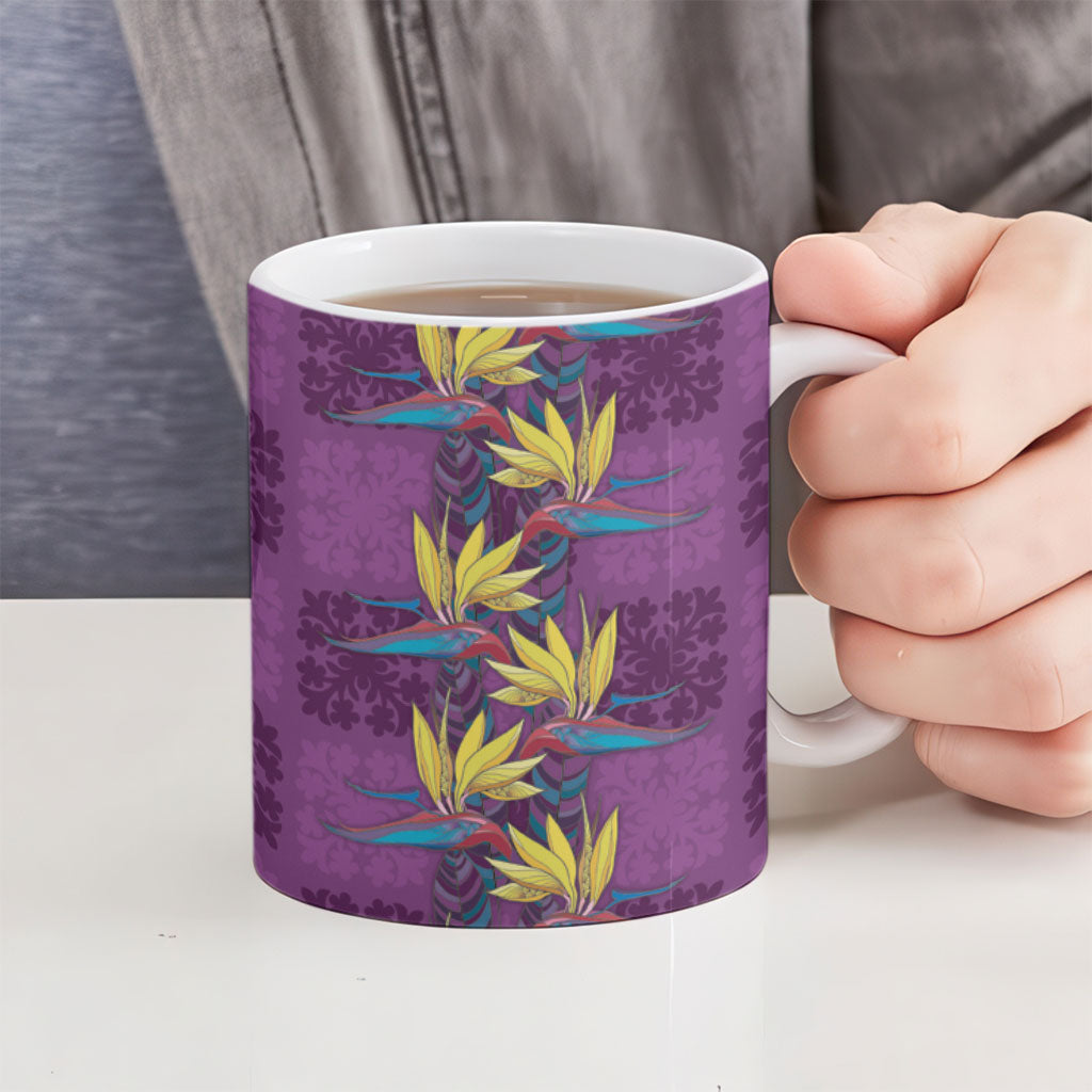 Hawaii Waikiki King Ceramic Mug Purple Quilt With Pua Manu