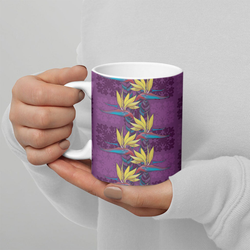 Hawaii Waikiki King Ceramic Mug Purple Quilt With Pua Manu