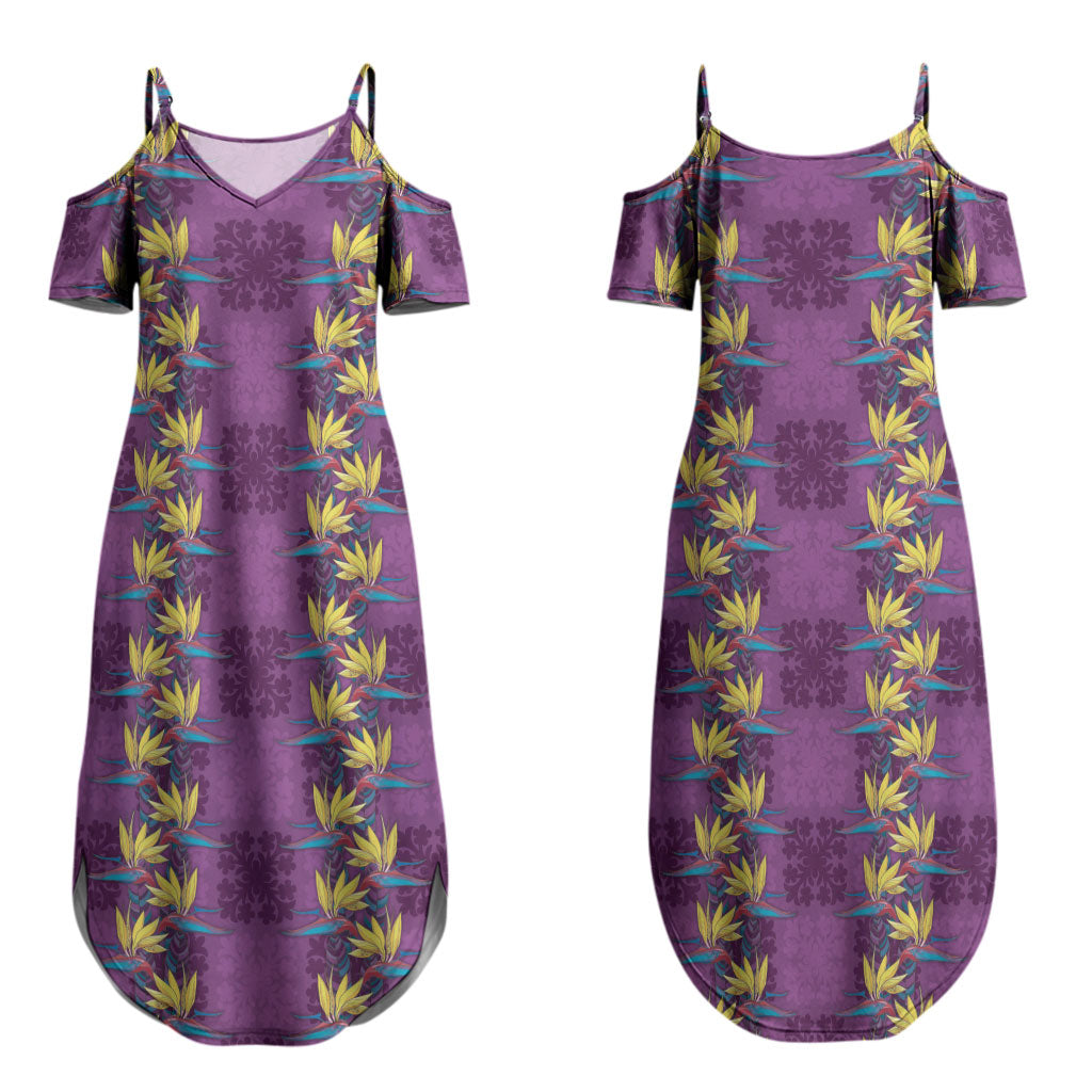 Hawaii Waikiki King Couples Matching Summer Maxi Dress and Hawaiian Shirt Purple Quilt With Pua Manu