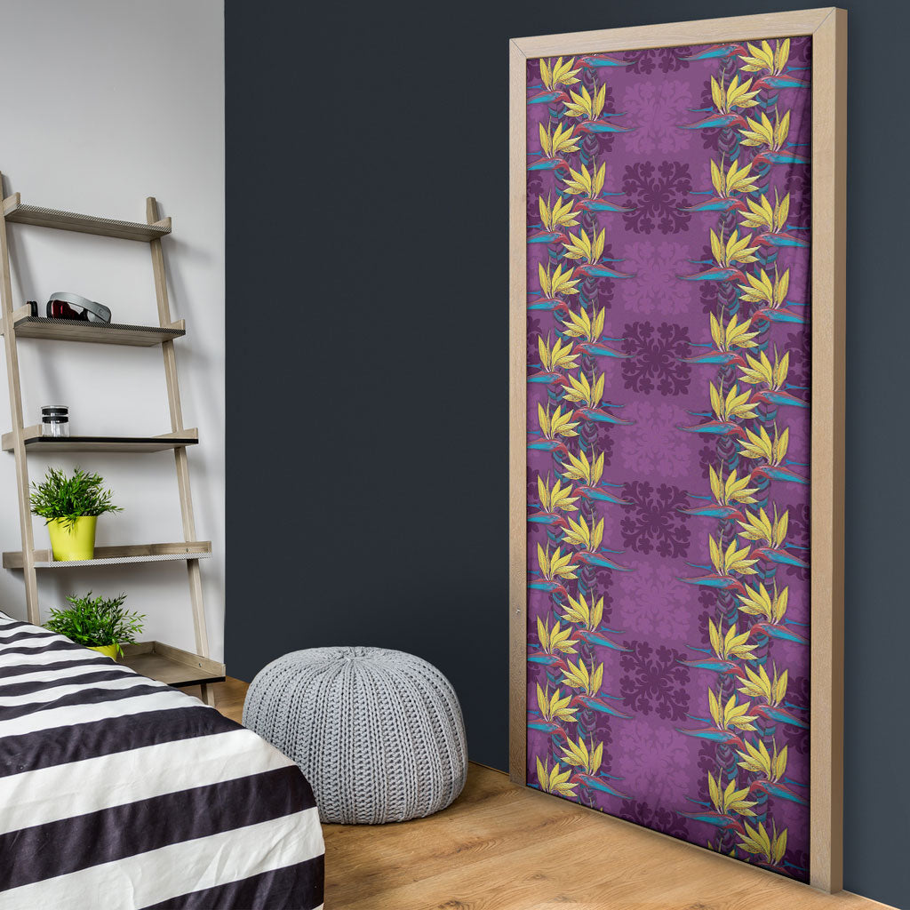 Hawaii Waikiki King Door Cover Purple Quilt With Pua Manu