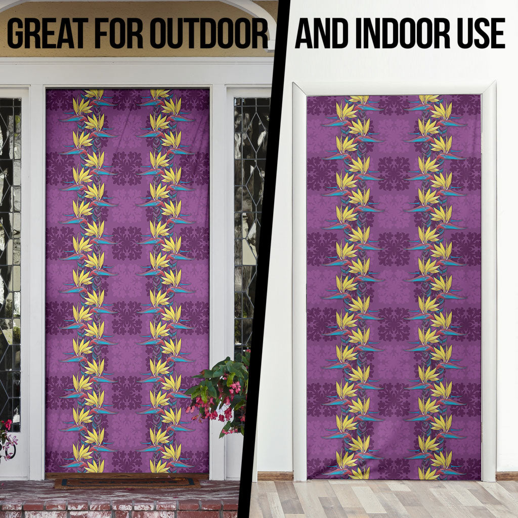 Hawaii Waikiki King Door Cover Purple Quilt With Pua Manu