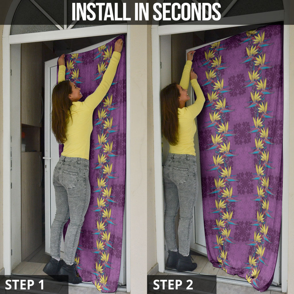 Hawaii Waikiki King Door Cover Purple Quilt With Pua Manu