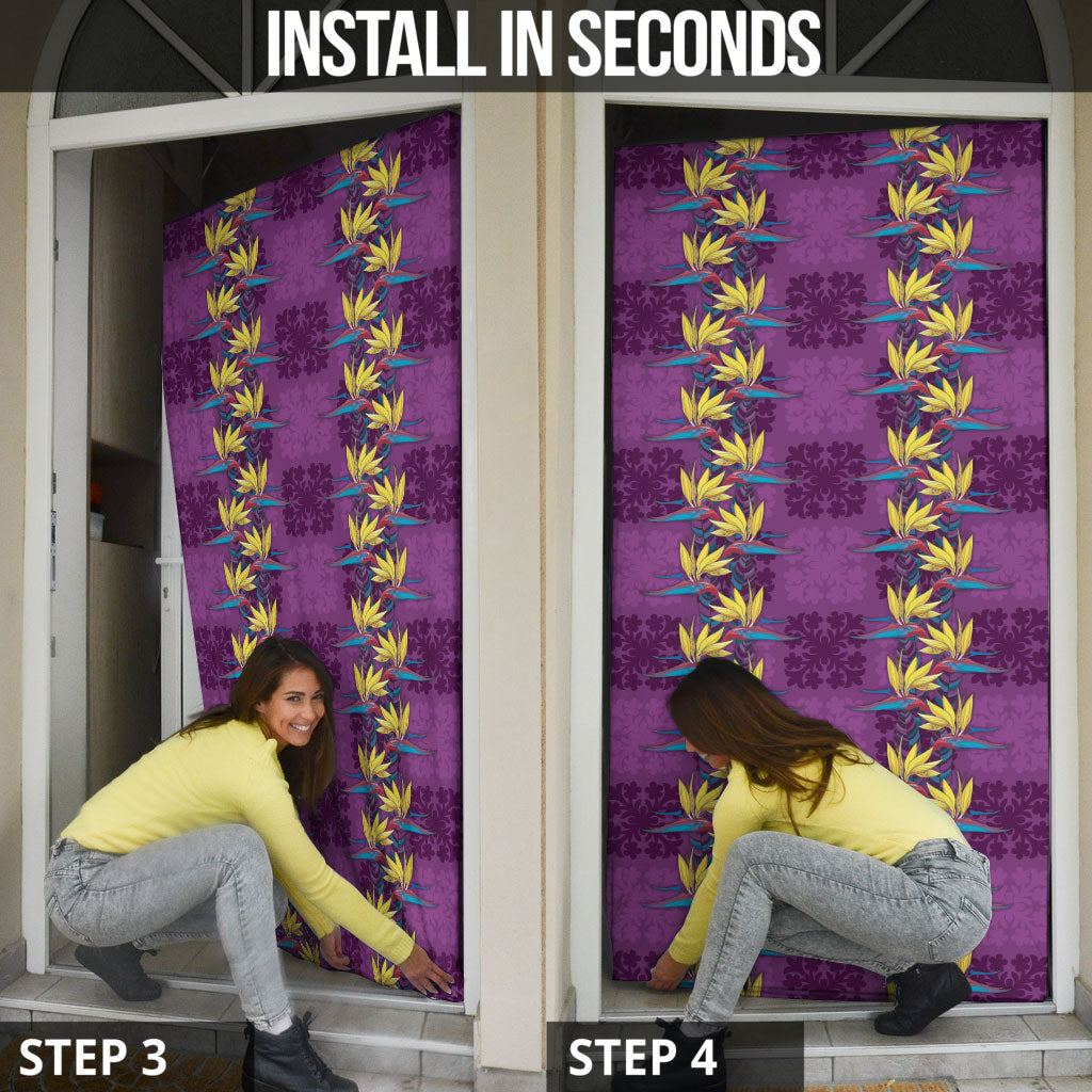 Hawaii Waikiki King Door Cover Purple Quilt With Pua Manu