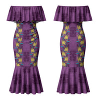 Hawaii Waikiki King Family Matching Mermaid Dress and Hawaiian Shirt Purple Quilt With Pua Manu