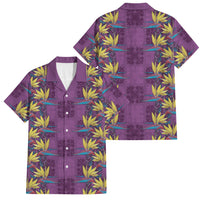 Hawaii Waikiki King Family Matching Tank Maxi Dress and Hawaiian Shirt Purple Quilt With Pua Manu