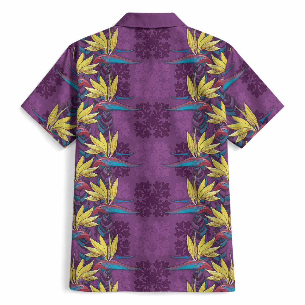 Hawaii Waikiki King Hawaiian Shirt Purple Quilt With Pua Manu