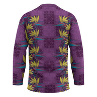 Hawaii Waikiki King Hockey Jersey Purple Quilt With Pua Manu