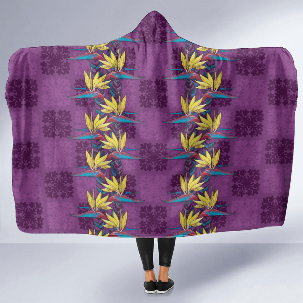 Hawaii Waikiki King Hooded Blanket Purple Quilt With Pua Manu